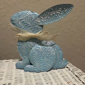 Beautiful Glittery Metal Baby Blue Easter Bunny